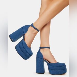 Nokwol Charlie denim platform heels